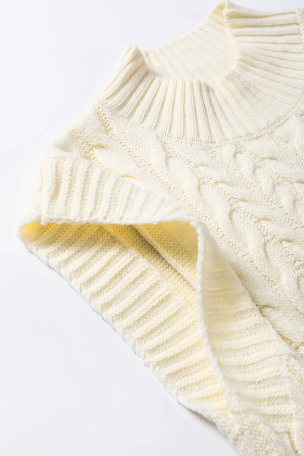 Oatmeal Cable Knit High Neck Sweater Vest - Love Salve